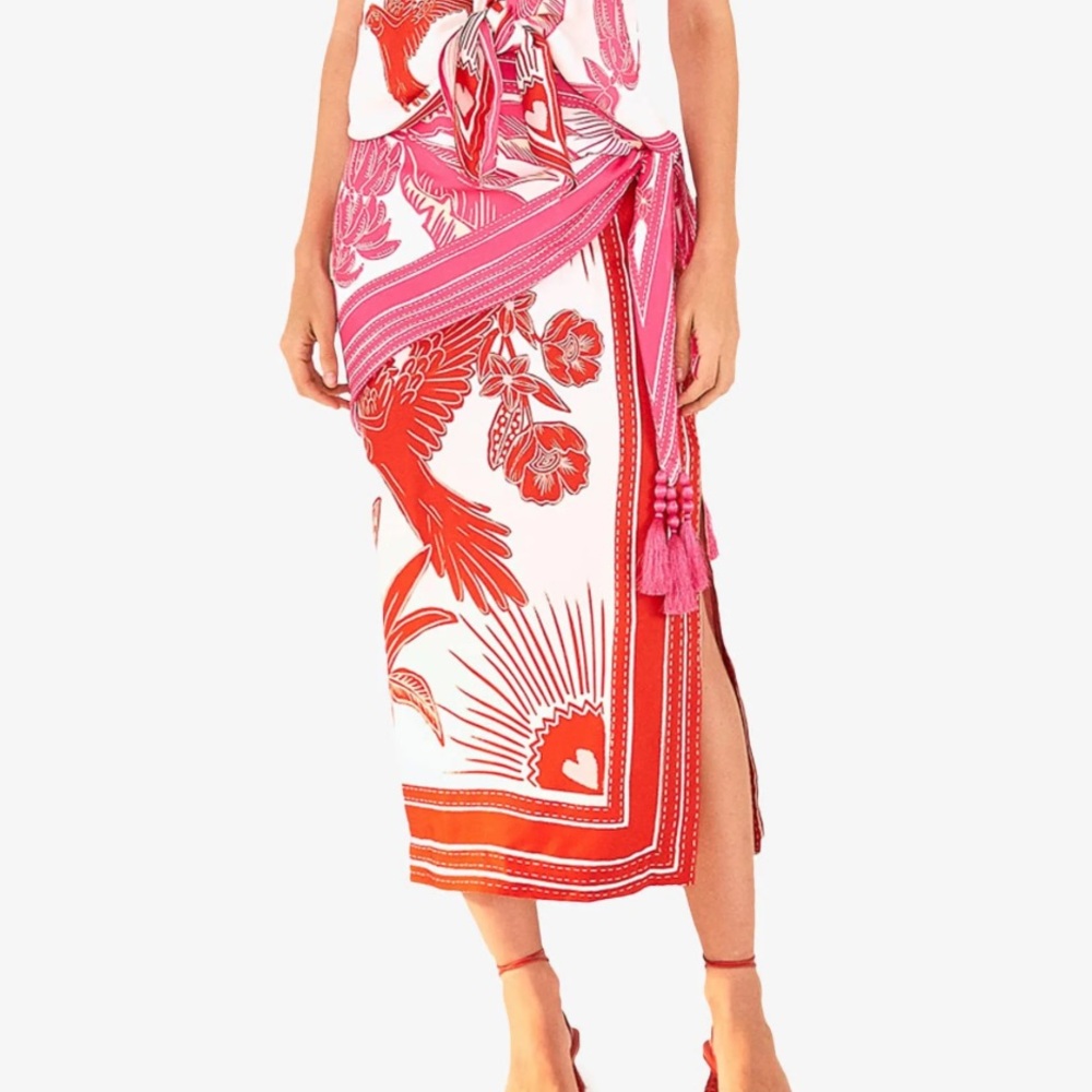 NWT Farm Rio Tropical Dream Lenzing Ecovero Viscose Midi Skirt Tropical Dream XS